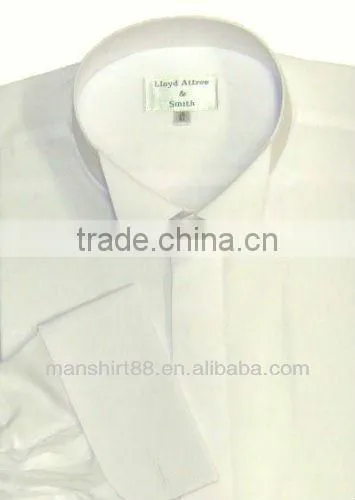 2017 white french cuff wing collar tuxedo shirt for man