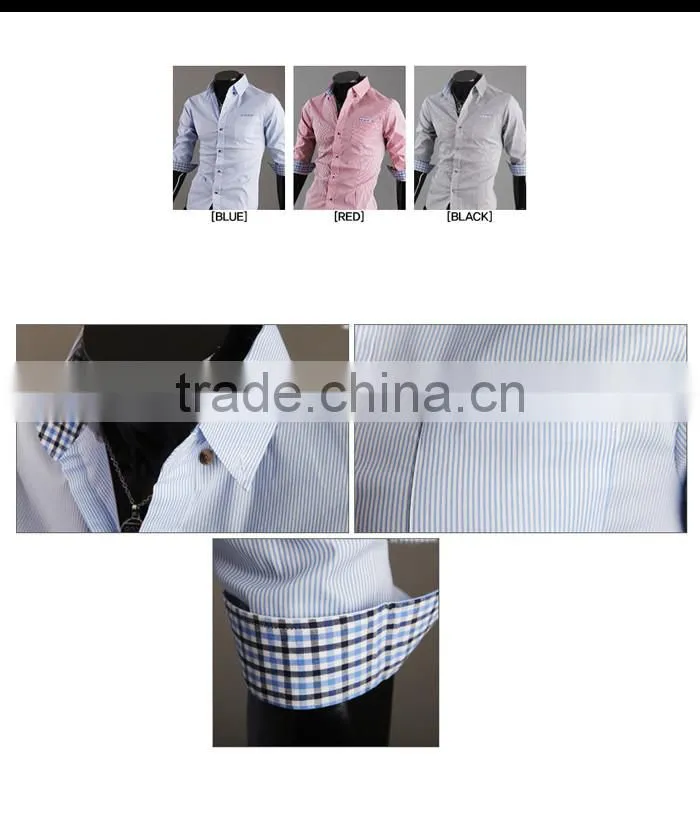 Yiwu factory directly supply hot sale 2016 slim fit long sleeve three colors turkish cotton shirt for men