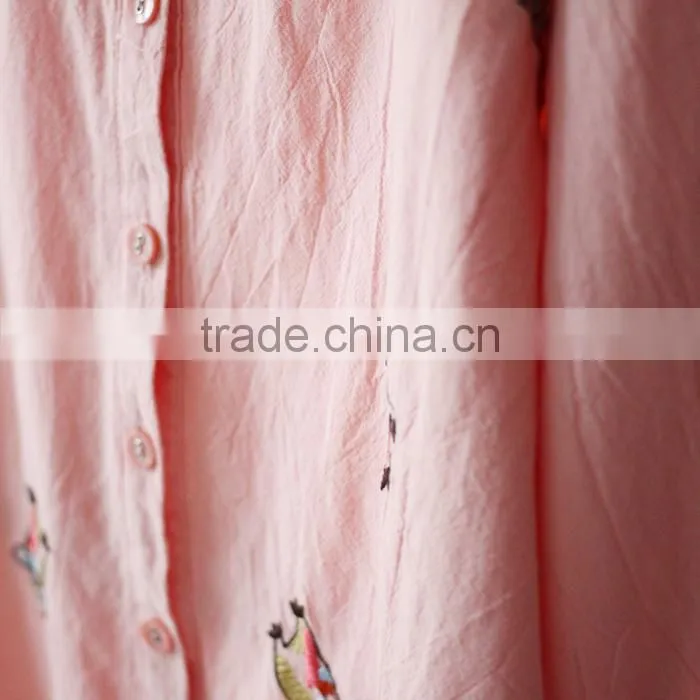 Simple style chiffin wihte V neck no collar 7 sleeve women casual blouse