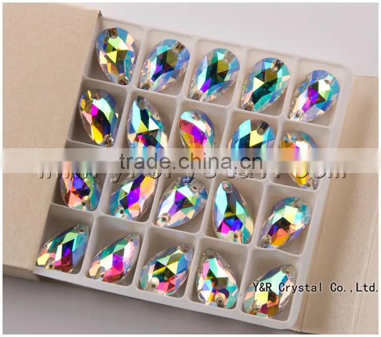 glass crystal stone for dress clear AB sew on sotne for dress