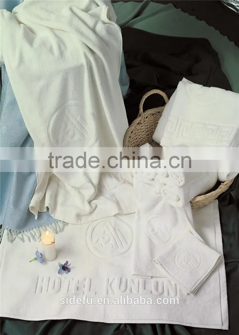 Star Hotel Used White 100% Cotton Jacquard Terry Towel