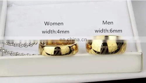 Lord of the Rings Titanium The One Ring Bilbo's Hobbit Gold Ring Couple Ring