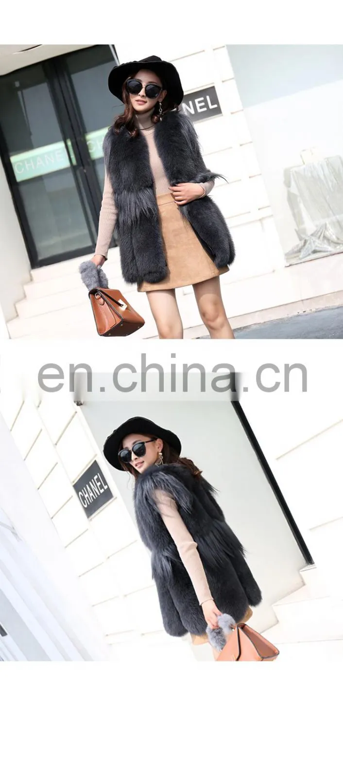 2017 Fashionable Beautiful Women Winter Real Fox Fur Fashion Vest