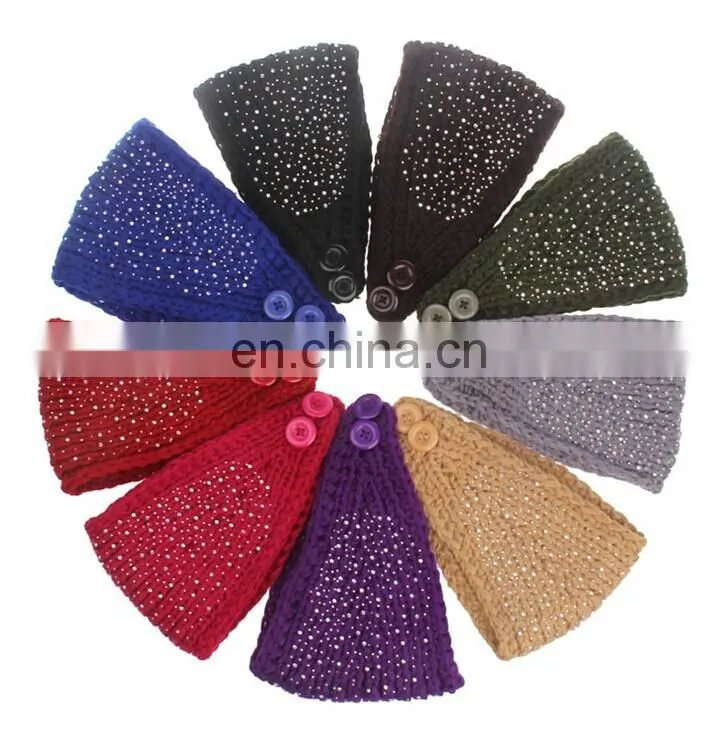 custom 2014 fashion sexy girl crochet headband with rhinestone