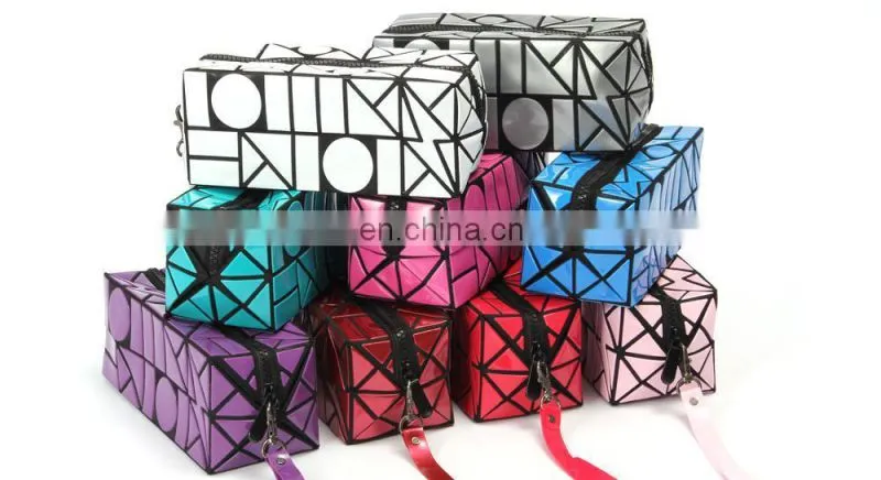 Lattice Sequined Folading Travel Makeup Pouch Bag Cosmetic With Zipper