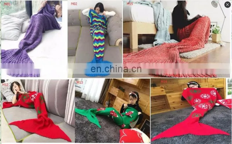 New popular Fashion All Season blankets handmade knit mermaid tail blanket wholesale