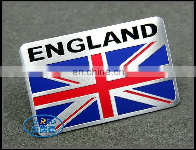 customized rectangle chrome abs car flag metal badge
