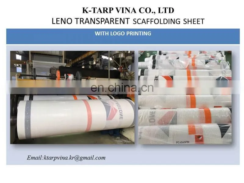 PE scaffolding with logo printing, Roll type, pre-punching holes, webbing reinforced band
