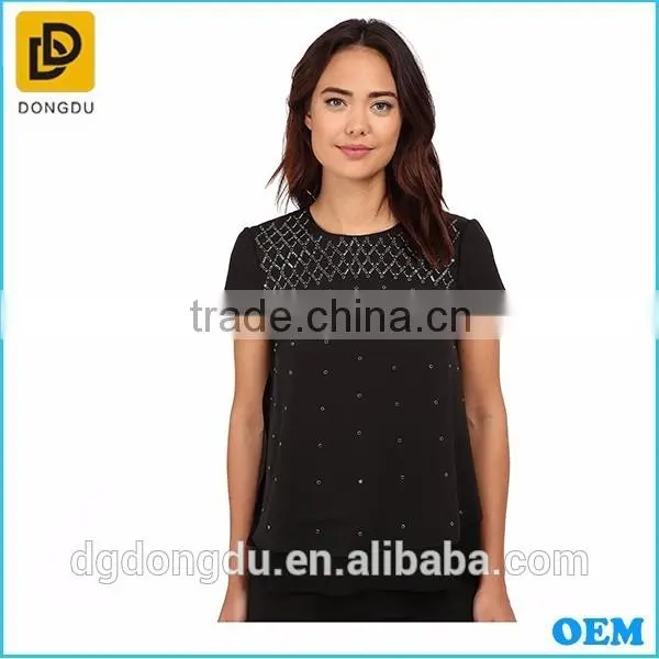 Fashionable 2016 Ladies Blouse Hot Sale 100% Cotton Blouse for Women