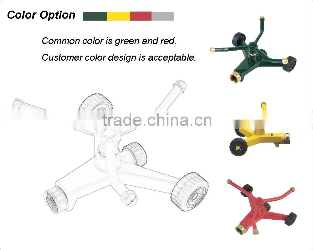 (8-20601) Competitive price green 3 arms rotating sprinkler, rotate sprinkler, rotation sprinkler