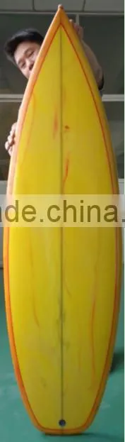 yellow tinted colorful PU surfboard