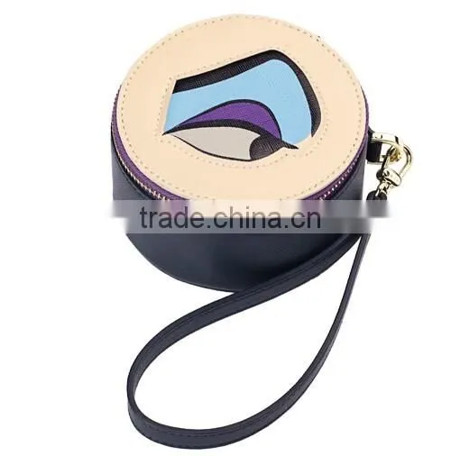 New Design PU Leather or Genuine Saffiano Leather Lady Small Change Purse Coin Holder bag with zip