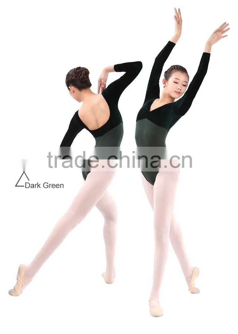 Wholesale Velvet Long Sleeve Gymnastics Leotards