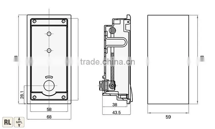 ROHS zinc Plated Metal box lock for industry electric use
