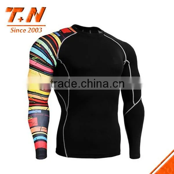 Long Sleeve Great Quality design custom Sublimation MMA Rash Guards with high stretch lycra spandex UV 50+ protection
