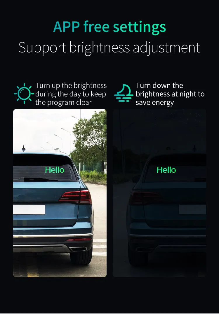 USB Scrolling Message IP65 LED Matrix Panel Light Digital Display Advertising Screen App-Controlled LED Car Sign Board