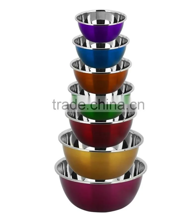 stainless steel metal colored soup bowl/ dinner food basin/ mixing bowl set