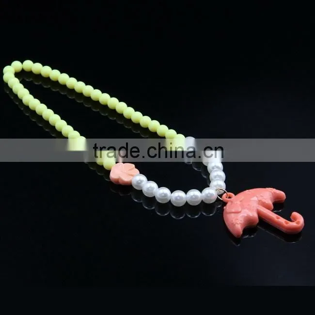 KIds Spring color acrylic beads T letter necklace
