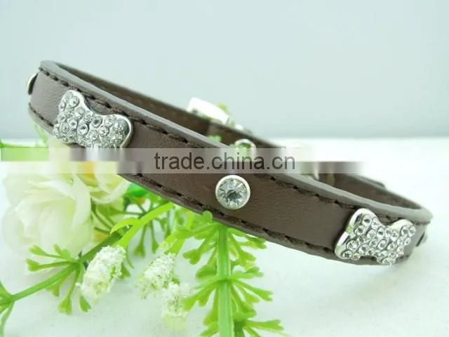 Pet collar manufacturers selling Crystal bone decoration dog collar