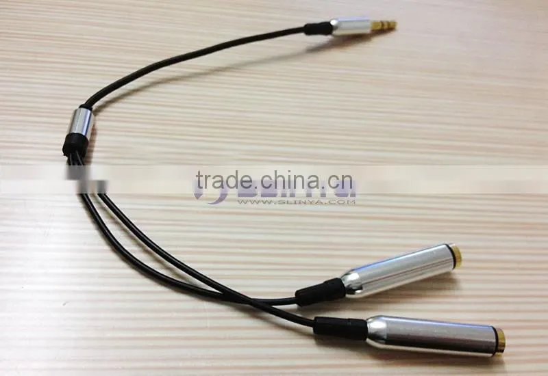 3.5mm 1 to 2 Audio Dual Y Splitter Cable Adapter Earphone Headphone Jack With Metal Plated