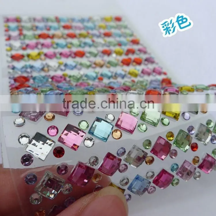 Small MOQ self-adhesive acrylic rhinestone sticker