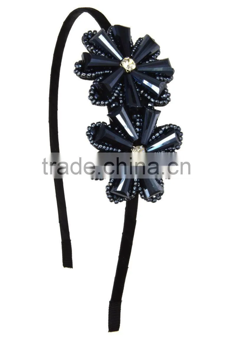 Beaded Double Flowers Hairband/Heanband