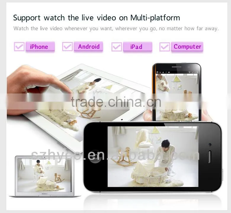 HD720P WiFi IP P2P Camera compatible for iphone android phone