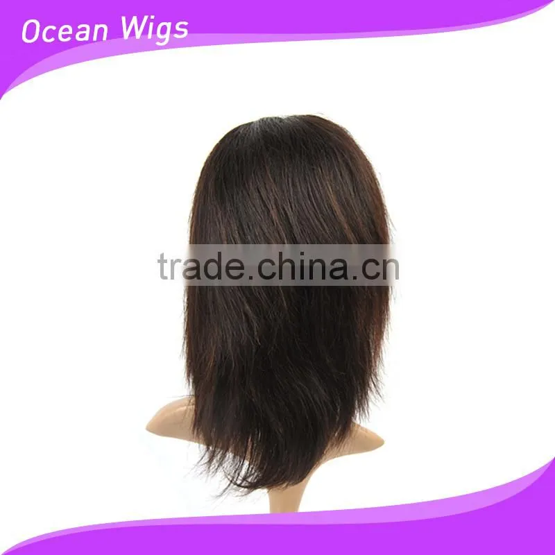 human hair wig 10", straight, natural color, front lace wig