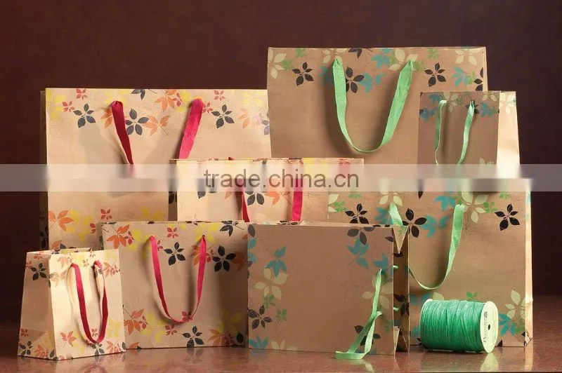 Yellow ribbon handle gift paper bag