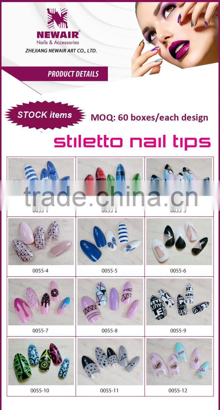 2016 new product wholesale stiletto nail art punk style nail supplies nail tip