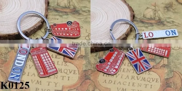 Best Selling Alloy Keychain Products Cute London England Flag & Phone Box Charms Metal Keychain K0126