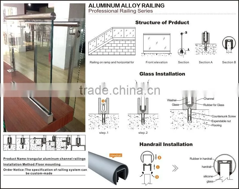 fancy railings systems/interior glass balcony railing