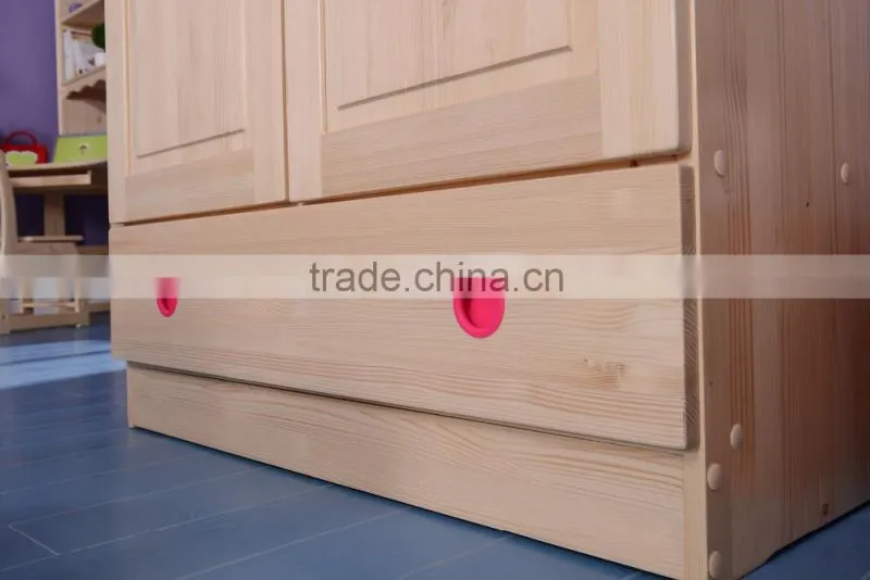 Girl Modern Bedroom Furniture in Pine Wood, Natural Color