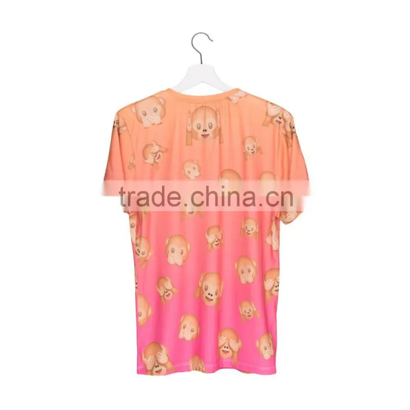 Online Shopping New Design 3D Print Emoji Monkey Orange Custom Grils T-shirt