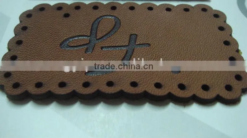 2014 popular hot sale dark brown lacework real leather patch