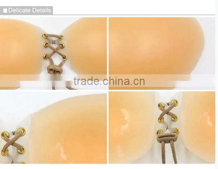 OEM Customized Cheap Nude Silicone Invisible Teardrop Strapless Plus Size Bra
