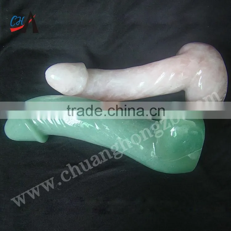 Natual rose quartz crystal sculpture,penis carving