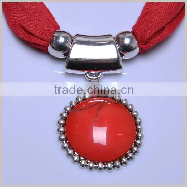 Gemstone Pendant Necklace Slide Scarf