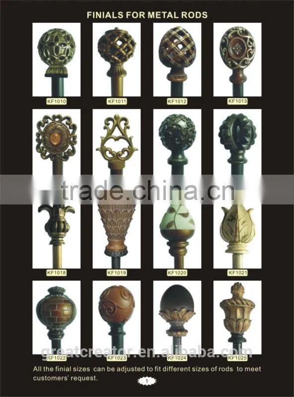 Decorative Antique White Pineapple Curtain Rod Finials For Large Wooden Poles