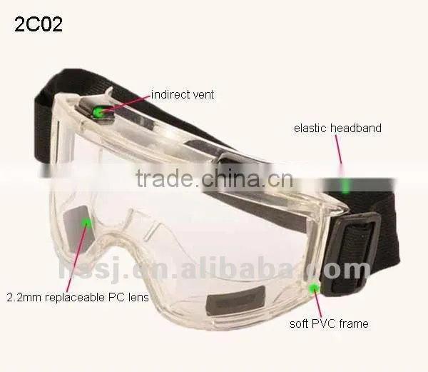 2016 hot selling wide vision swimming safety goggles transparent lens safety goggles safety goggles PC safety goggles supplier