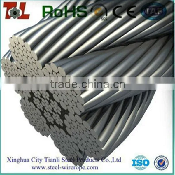 Galvanized / Ungalvanized steel wire rope 1x7,7x7,1x19,6x36,7x19,1x37,7x37 with plastic cover