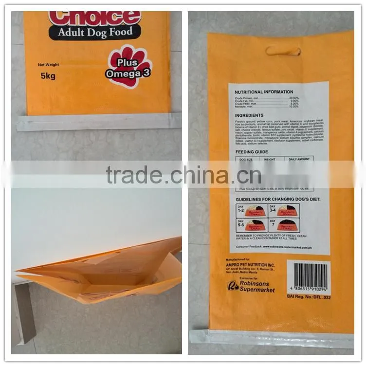 2015 Hot Sale Package for Dog Feed PP Woven Bag with Patch Handle