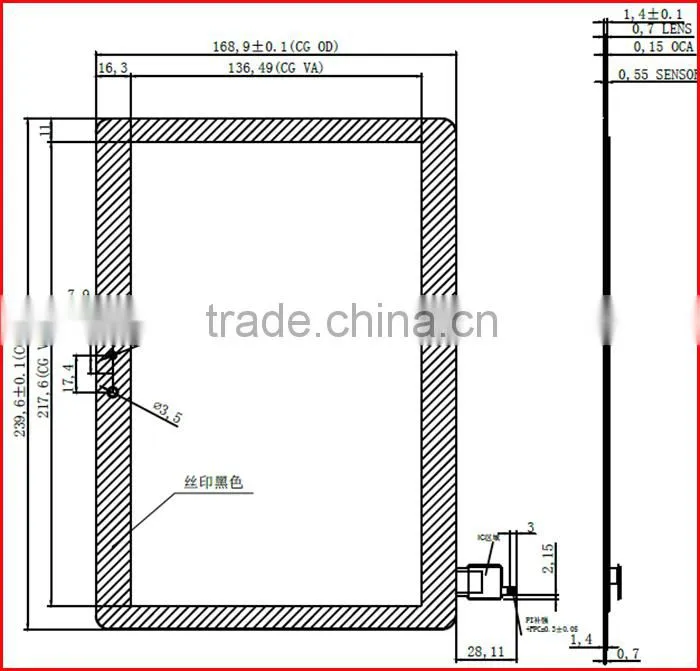 10.1inch lvds 350nits 1280*800 IPS screen touch lcd panelwith I2C interface CTP