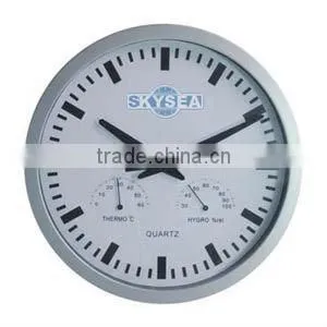 plastic clock, 10 inches decorative wall mounted clock with weather statian