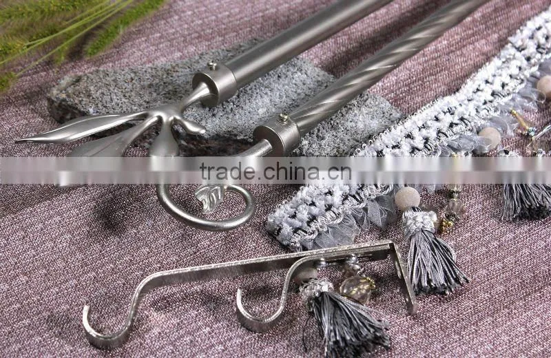 Powder coating iron curtain rod with leaf shape finial,curtain pole