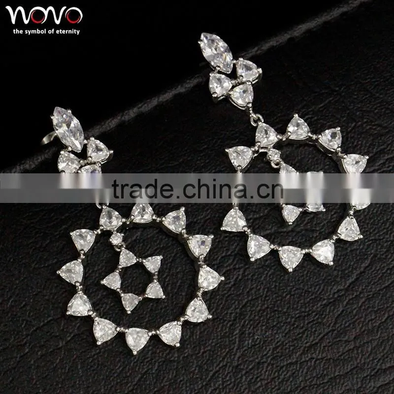 Hot selling brass crystal diamond drop earrings