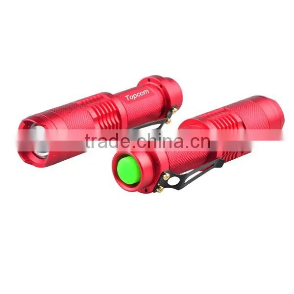 XML T6 LED Zoomable 5 Mode Flashlight Torch Lamp Zoom (Red)