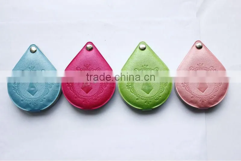 2015 newly small tie embossed leather pocket mirror with logo for wholesale,ME301-D