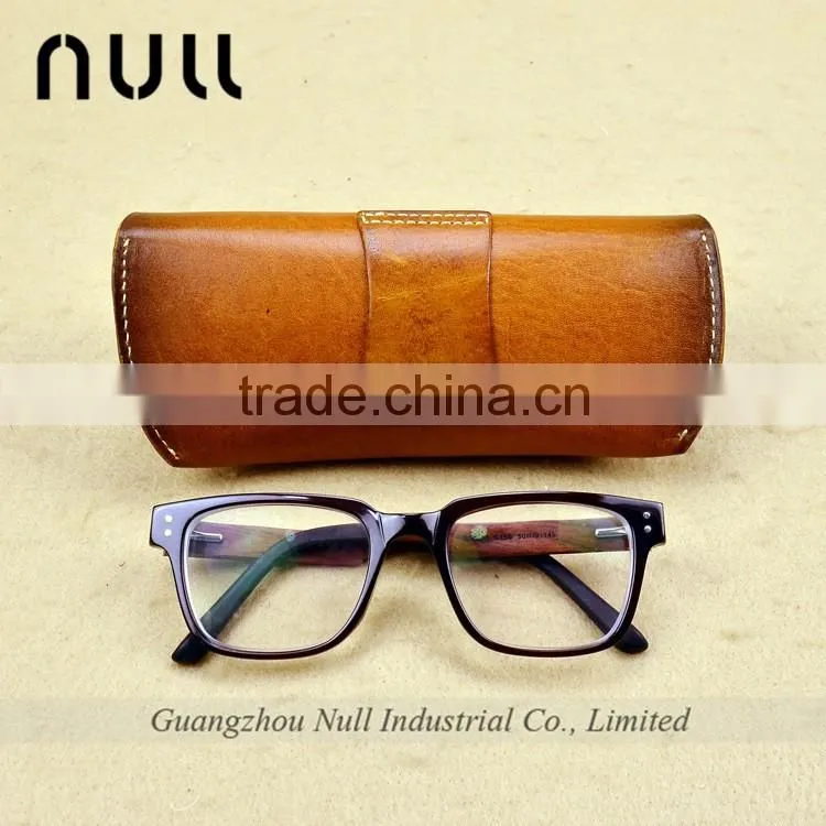 brown color portable genuine leather glasses case with buckle