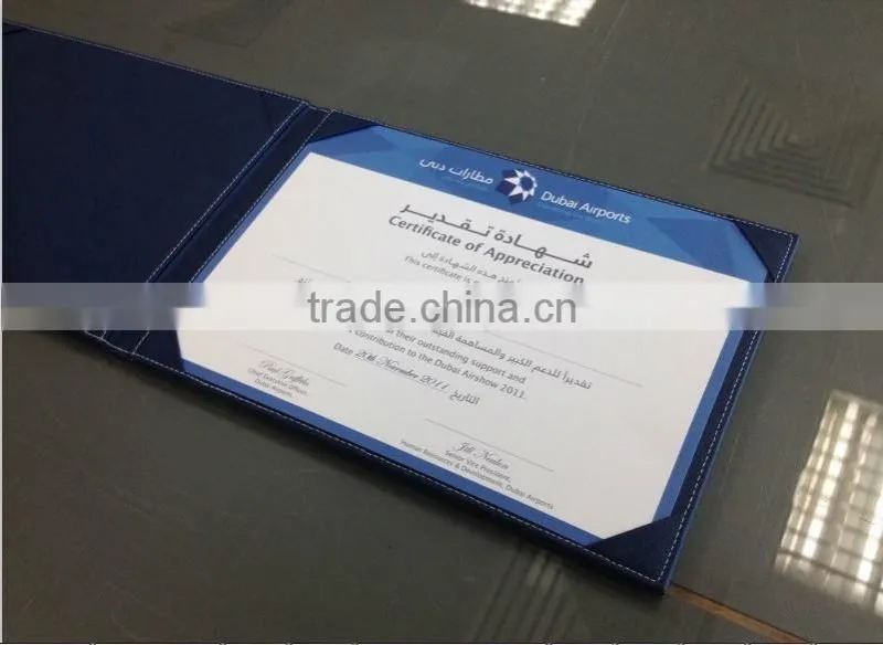 High Quality A4 Leather Diploma Holder, Certificate Folder with Leather Cover